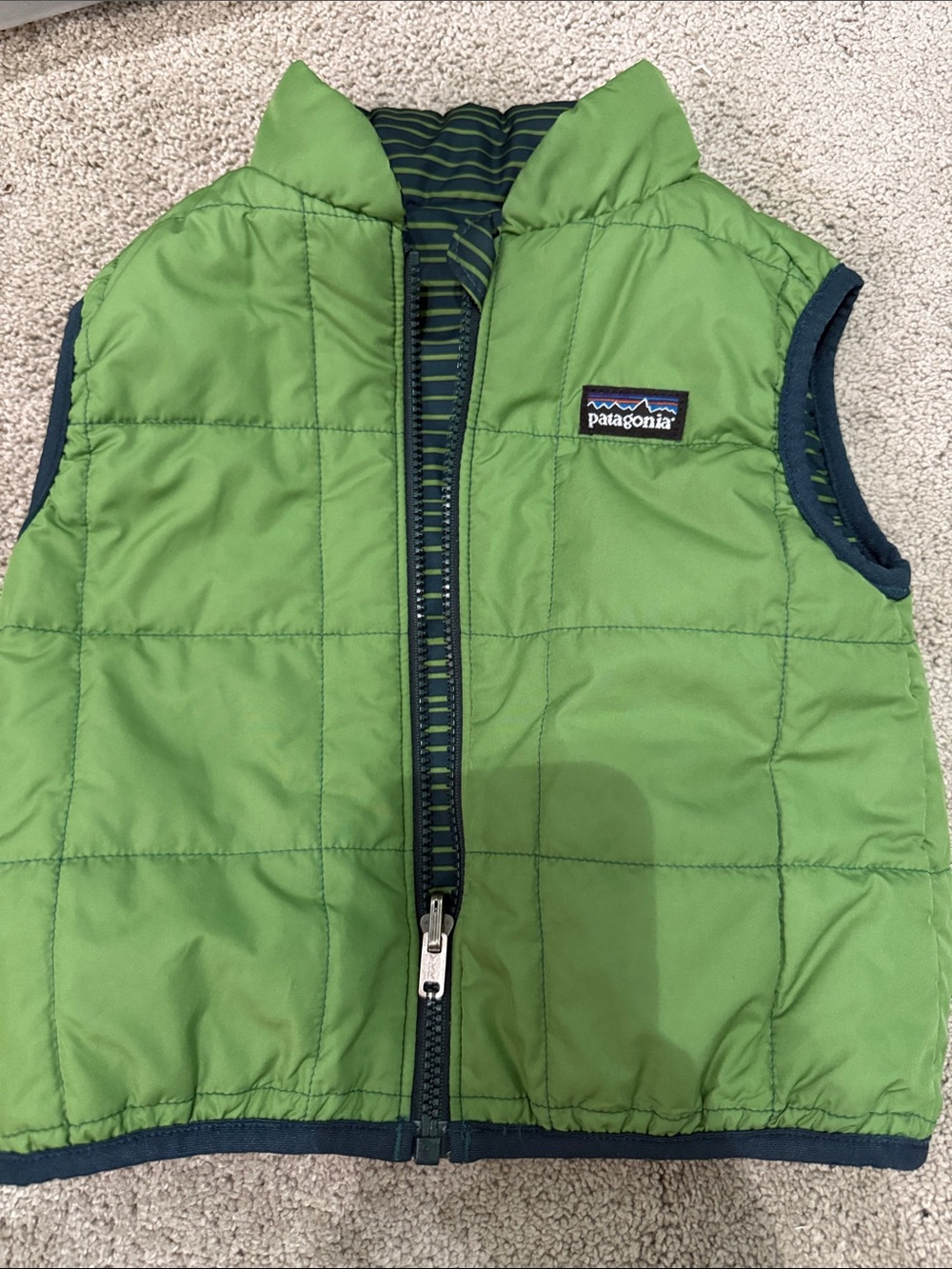 Reversible Kids Green Puffer Vest